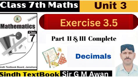 Exercise 3 5 Part Ii And Iii Class 7 Math [ Sindh Textbook Board ] Youtube