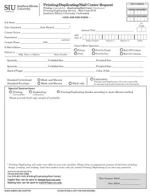 Fillable Online Pso Siu Printing Duplicating Mail Center Request Pso