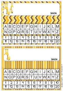 Educação infantil facil Crachá de mesa alfabeto e numeral 9 and