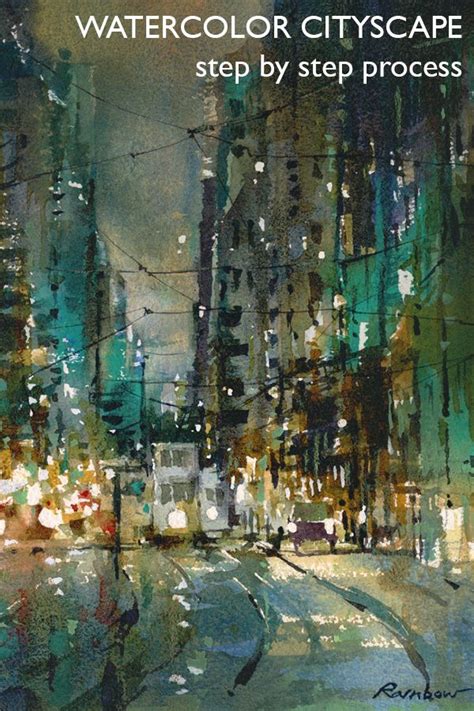 Painting A Watercolor Cityscape Of Hong Kong Cityscape Painting