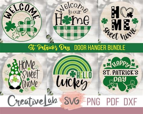 St Patricks Day Door Hanger Svg Bundle Welcome Sign Svg Etsy