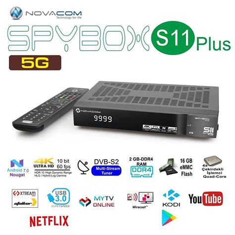 Novacom Spybox S11 Plus 5G CI Turbo 4K Uhd Android Uydu Alıcısı