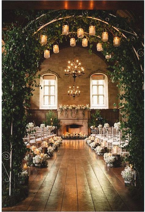 Vintage Wedding Ceremony Ideas With Greenery And Candles