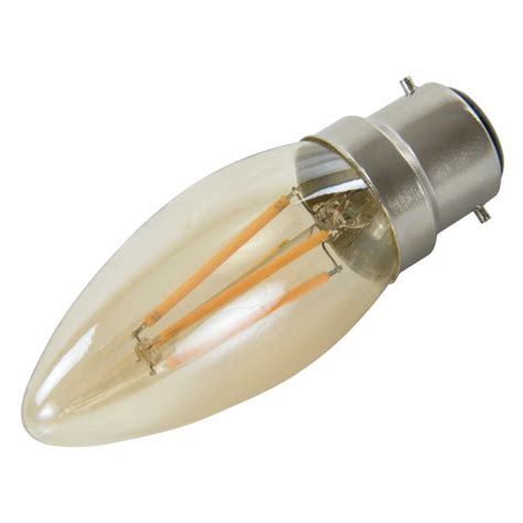 Fusion 4w Bc Led Dimmable Filament Vintage Candle Lamp Amber 2200k Edled Fcan4bc A Dim Cef