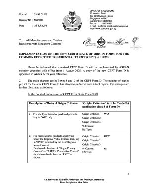 Fillable Online Customs Gov Implementation Of The New Certificate Of