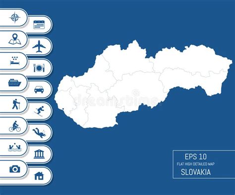 Mapa Plano Y Detallado De Eslovaquia Dividido En Contornos Editables