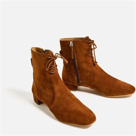 Image 3 Of Flat Leather Lace Up Ankle Boots From Zara Boot Shoes