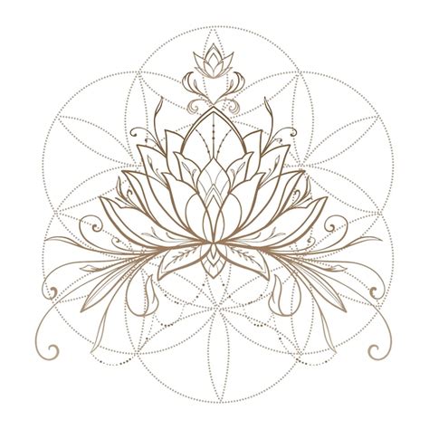 Premium Vector Filigree Lotus Flower Golden Vector Hand Drawn On