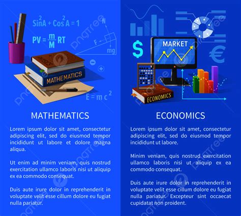 Mathematics And Economics Informative Poster With Thick Textbooks