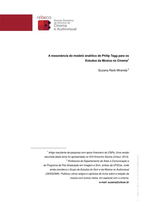 Pdf A Resson Ncia Do Modelo Anal Tico De Philip Tagg Para Os Estudos