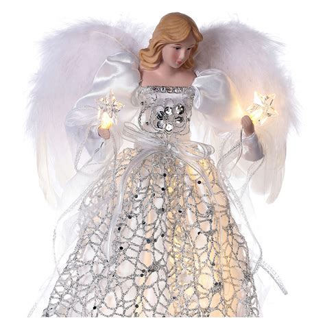 Angel Christmas Tree topper silver embroidered with LED | online sales ...