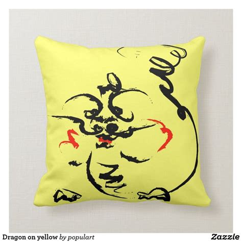 Dragon On Yellow Throw Pillow Zazzle Yellow Throw Pillows