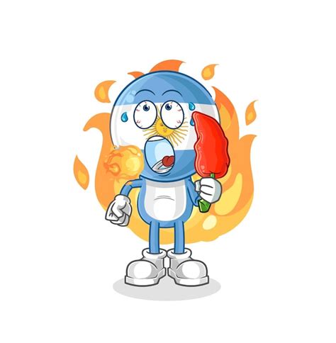 Premium Vector Argentina Eat Hot Chilie Mascot Cartoon Vector