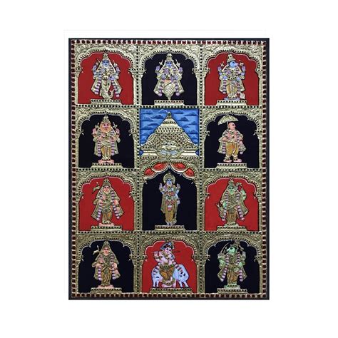 Dasavatharam Tanjore Painting A Beautiful Miniature Artwork Etsy