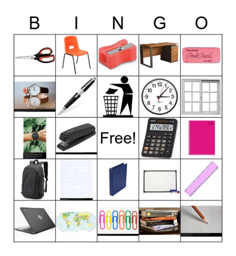 Classroom Objects Bingo Card