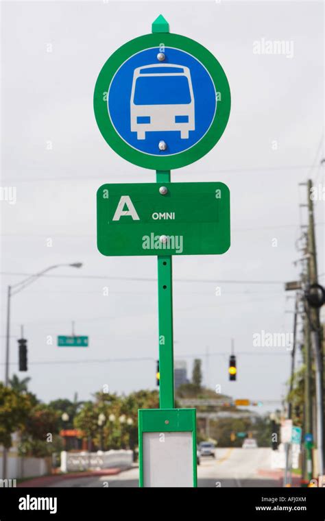 Bus Sign In Miami Stock Photo Alamy