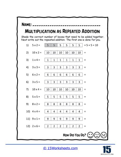 Multiplication As Repeated Addition Worksheets 15