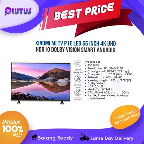 Jual Xiaomi Mi Tv P1E Led 65 Inch 4K Uhd Hdr10 Dolby Vision Smart