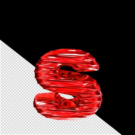 Símbolo 3d vermelho letra horizontal nervurada s PSD Premium