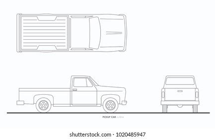 Autocad Drawing F Ford Pick Up Regular Cab Top View Dwg Off