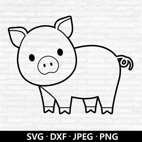 Schwein Umriss Svg Baby Schwein Geschnitten Datei Niedliches Schwein