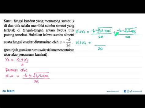 Suatu Fungsi Kuadrat Yang Memotong Sumbu X Di Dua Titik Selalu Memiliki