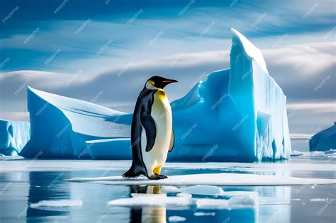 Premium AI Image | Emperor penguin on a melting iceberg for global ...