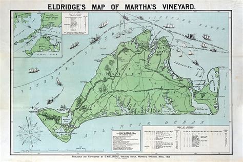 1913 Map Of Marthas Vineyard Massachusetts Etsy