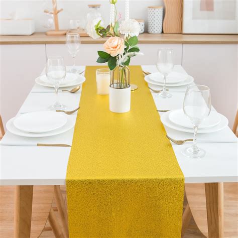 Bromcom Gold Glitter Sequin Table Runner 12x108 Inch Sparkle Party Home Centerpieces