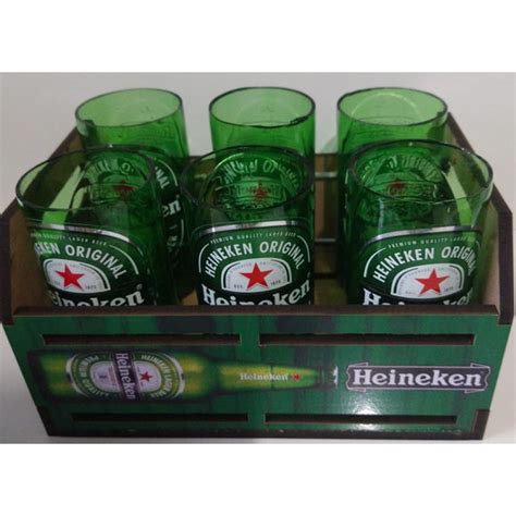 Kit 6 Copos Artesanais Heineken Long Neck Caixote Em MDF No Elo7