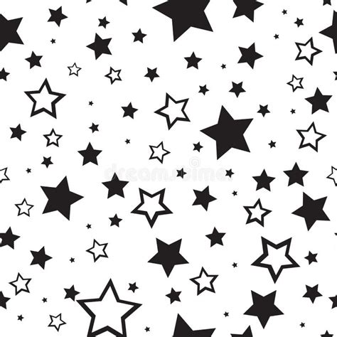 Seamless Pattern With Black Stars On A White Background Vector Stock