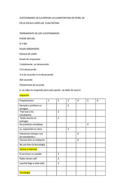 Cuestionario 10 Culitativas 10 Cuantitativas En Total 20 Cuestionario