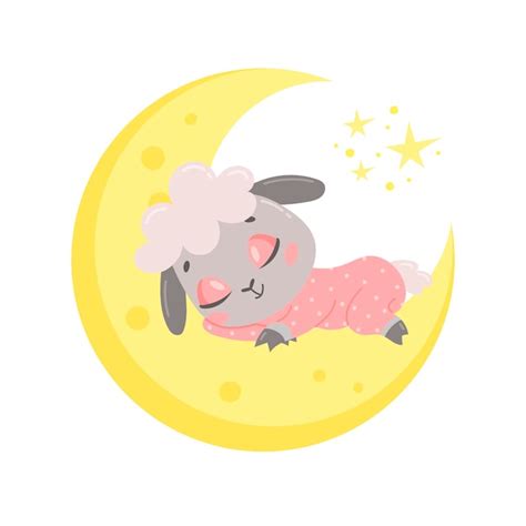 Premium Vector Cute Bunny Sleep On The Moon Vector Flat Illustration