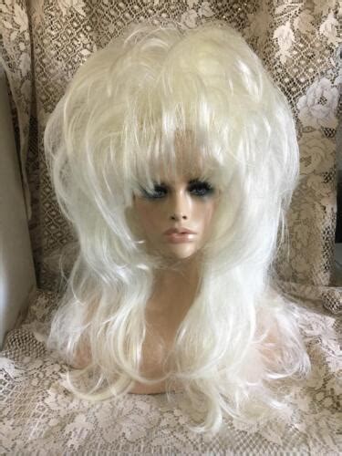 Sin City Wigs 1 Of A Kind Fierce Teased Big Fluffy Layers Bangs Platinum Blonde Ebay