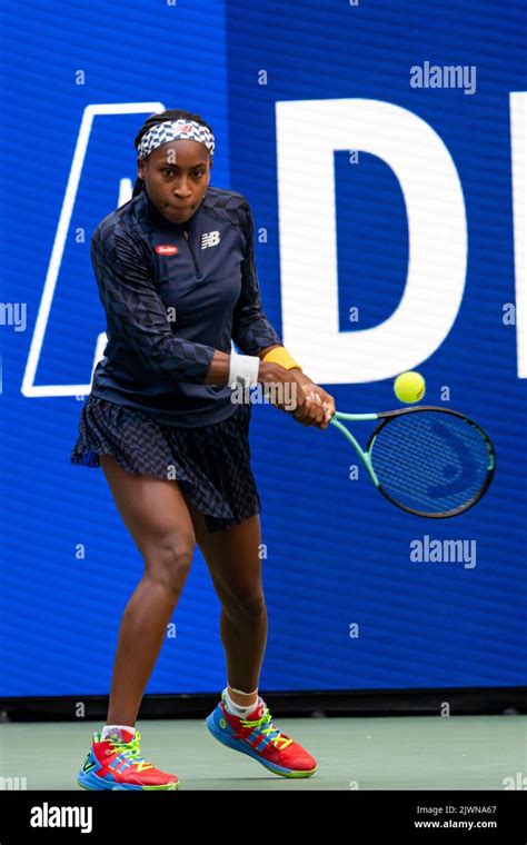 Coco Gauff (USA) competing in R3 at the 2022 US Open Stock Photo - Alamy