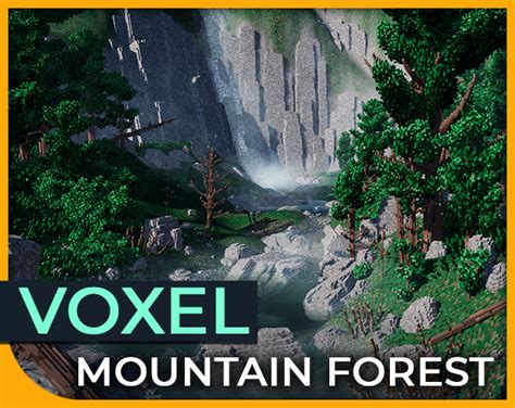 Voxel Mountain Forest By Starvingfoxstudio