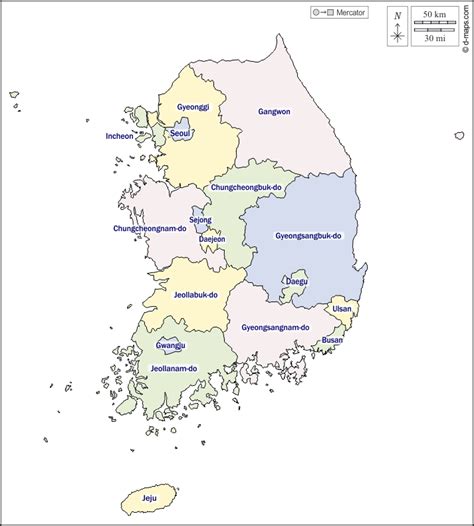 Corea Del Sur Mapa Gratuito Mapa Mudo Gratuito Mapa En Blanco