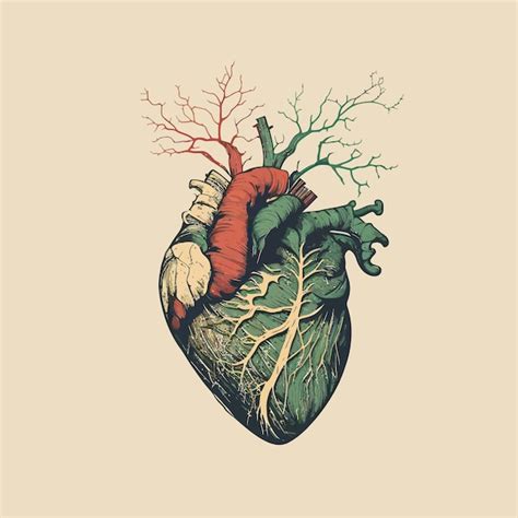 Corazón humano con venas y arterias vector ilustración en