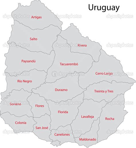 Uruguay Mapa Vector De Stock De Volina