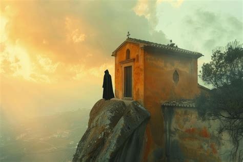 Premium Photo Russian Orthodox Monk Standing In Mountains From His