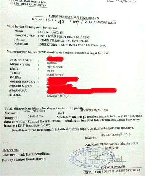 Contoh Surat Keterangan Bpkb Masih Di Leasing Idesurat My Id