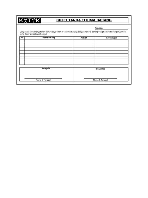 505045189 Template Form Tanda Terima Barang Pdf