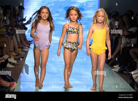 Miami Beach Florida July Kid Models Walk The Runway During The