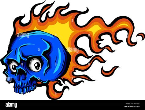 Skull On Fire With Flames Vector Illustration Stock Vector Image Art