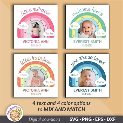 Customizable 3D Rainbow Baby Stats Shadow Box SVG Baby Birth Etsy