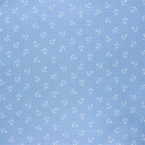 Tissu double gaze de coton Ohé matelot bleu clair MPM