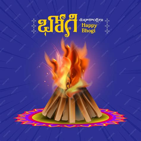 Premium Vector Happy Bhogi Festival Vector Illustration Festive Wood