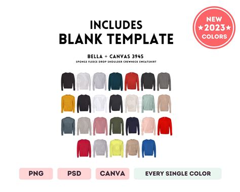 Bella Canvas Color Size Chart Editable Canva Template Etsy Australia