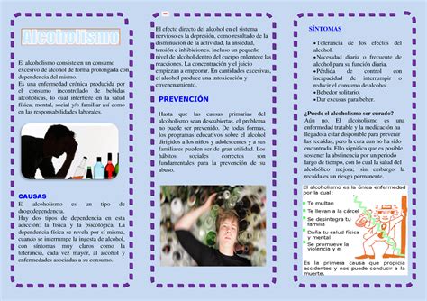 Triptico De Alcoholismo Despachador De Drogas Enfermedades Y Trastornos