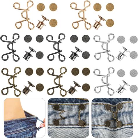 Sets Pant Waist Tightener Adjustable Waist Buckle Set Jean Buttons